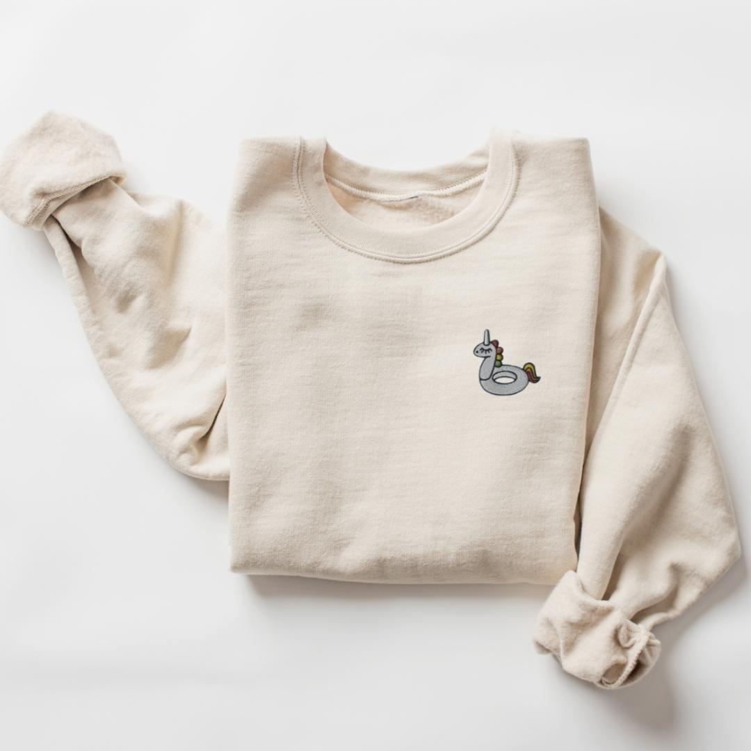 Unicorn Pool Float Embroidered Sweatshirt