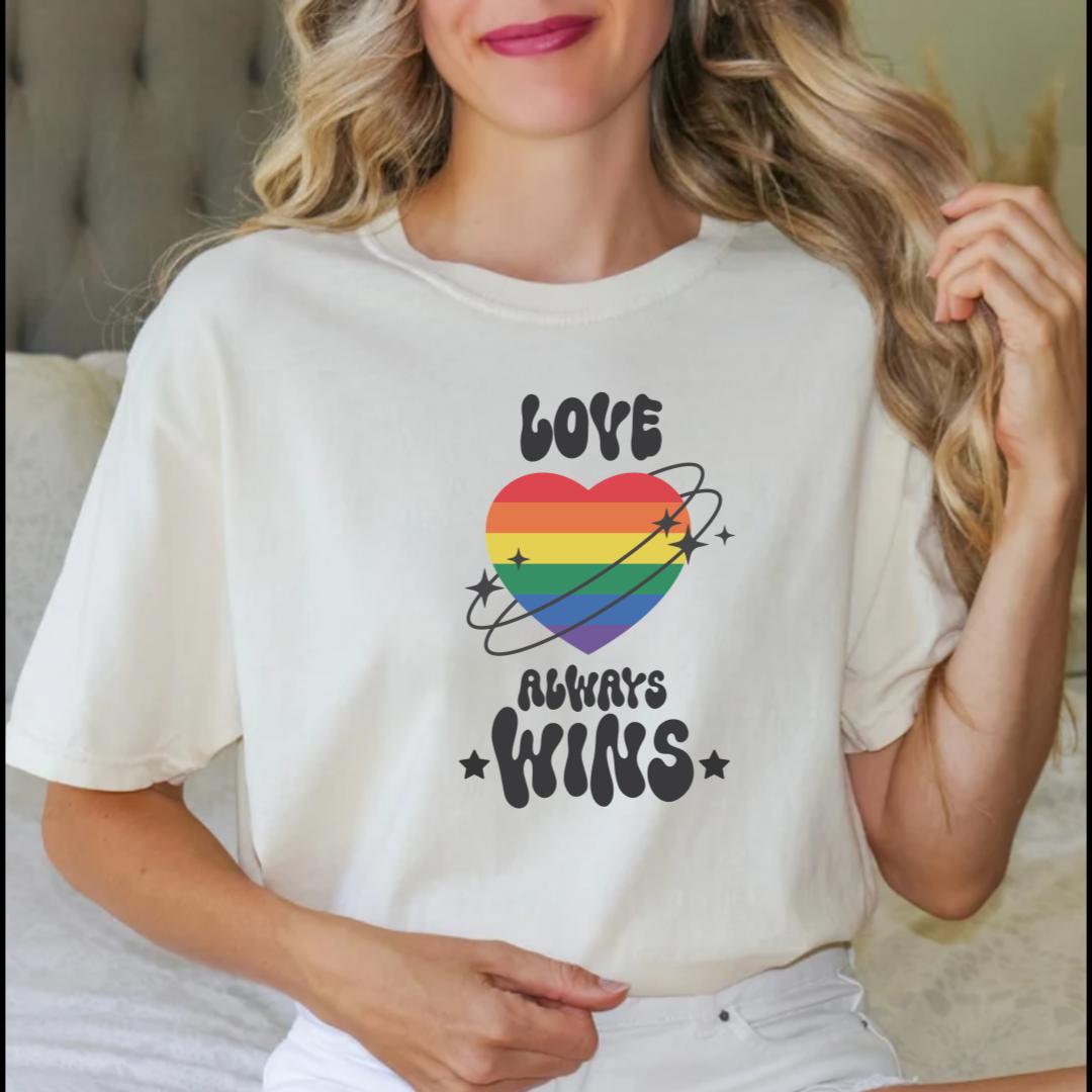 Love Always Wins Heart Rainbow Ally Shirt