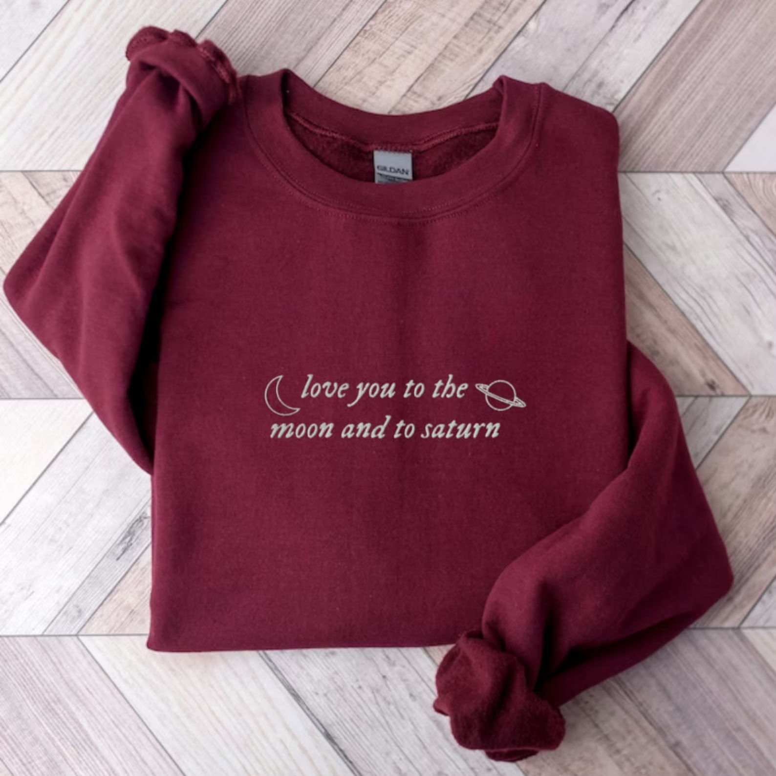 Love You to the Moon & Saturn Embroidered Sweatshirt