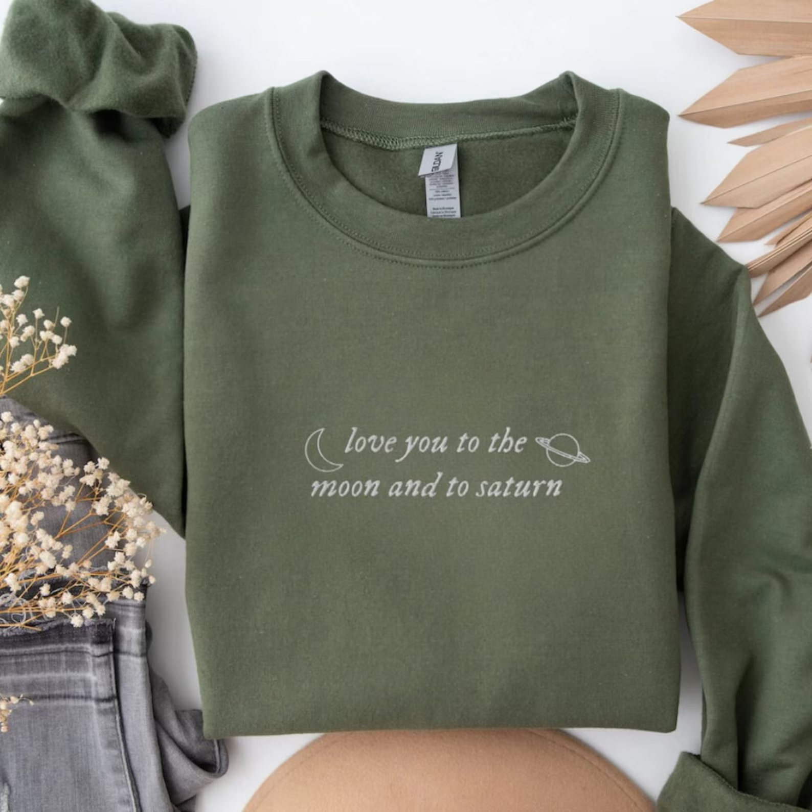 Love You to the Moon & Saturn Embroidered Sweatshirt