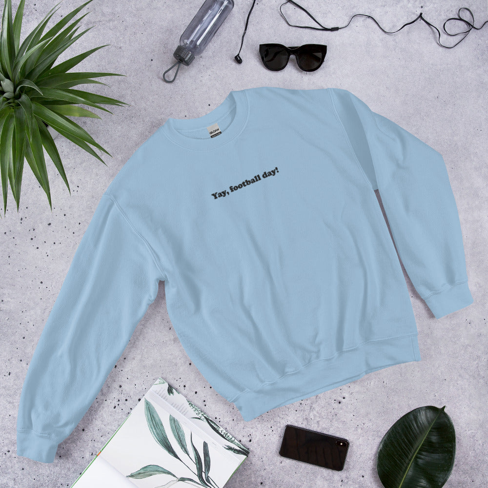 Yay Football Day Embroidered Sweater, Football Day Embroidered Crewneck Sweatshirt, Funny Football Sweater for Her, Football Lover Gift