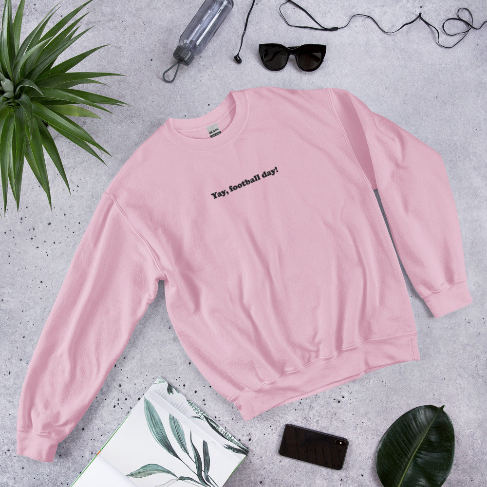 Yay Football Day Embroidered Sweater, Football Day Embroidered Crewneck Sweatshirt, Funny Football Sweater for Her, Football Lover Gift
