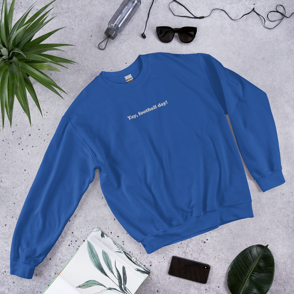 Yay Football Day Embroidered Sweater, Football Day Embroidered Crewneck Sweatshirt, Funny Football Sweater for Her, Football Lover Gift