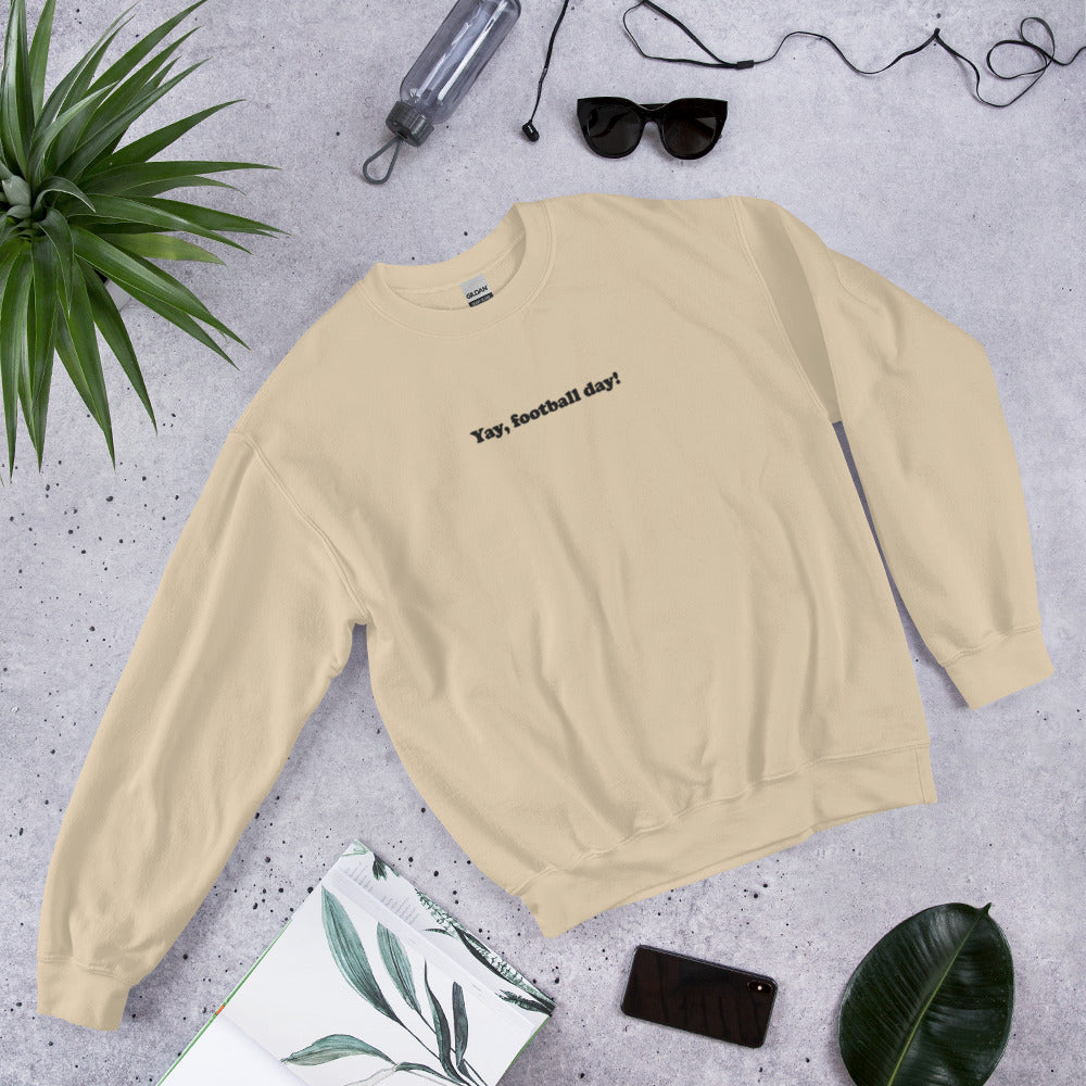 Yay Football Day Embroidered Sweater, Football Day Embroidered Crewneck Sweatshirt, Funny Football Sweater for Her, Football Lover Gift