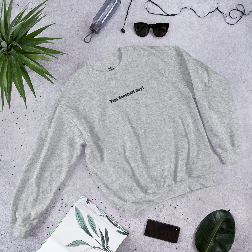 Yay Football Day Embroidered Sweater, Football Day Embroidered Crewneck Sweatshirt, Funny Football Sweater for Her, Football Lover Gift