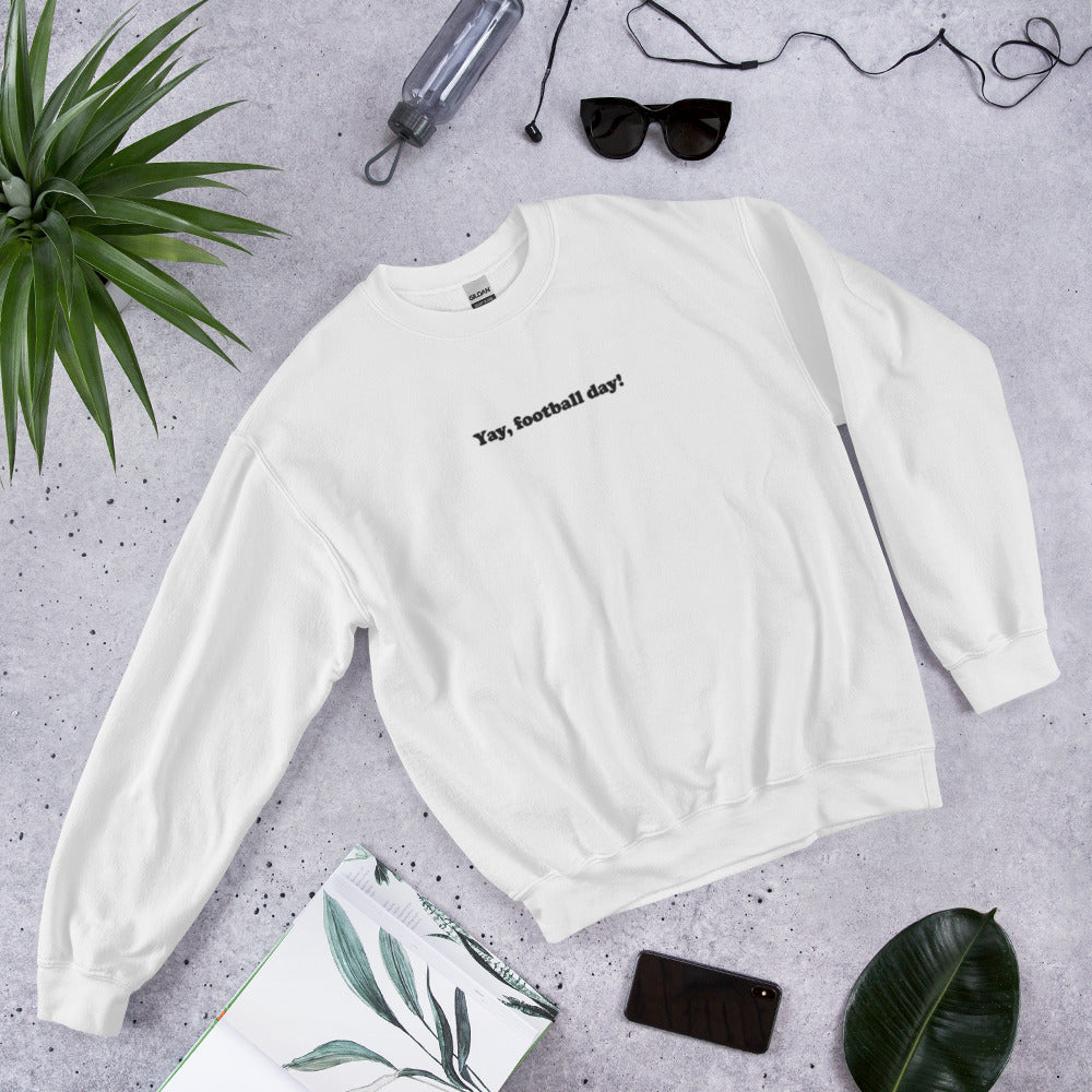 Yay Football Day Embroidered Sweater, Football Day Embroidered Crewneck Sweatshirt, Funny Football Sweater for Her, Football Lover Gift