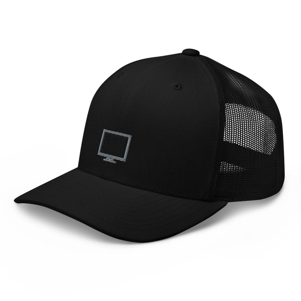 Computer PC Monitor Embroidered Trucker Hat, Mesh Cap Gift