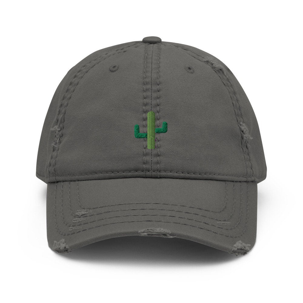 Cactus Embroidered Distressed Embroidered Dad Hat, Frayed Cap Gift