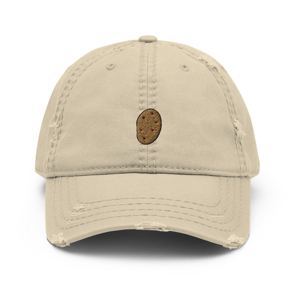 Potato Embroidered Distressed Embroidered Dad Hat, Frayed Cap Gift