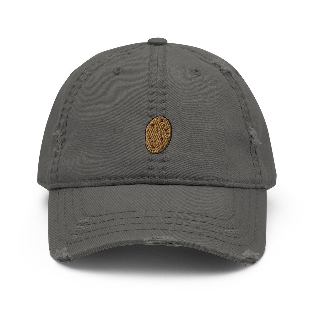 Potato Embroidered Distressed Embroidered Dad Hat, Frayed Cap Gift