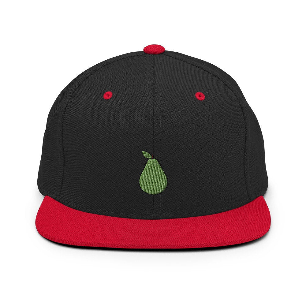 Pear Fruit Embroidered Snapback Hat, Cap Gift, Embroidered Snapback Hat, Flat Bill Snapback