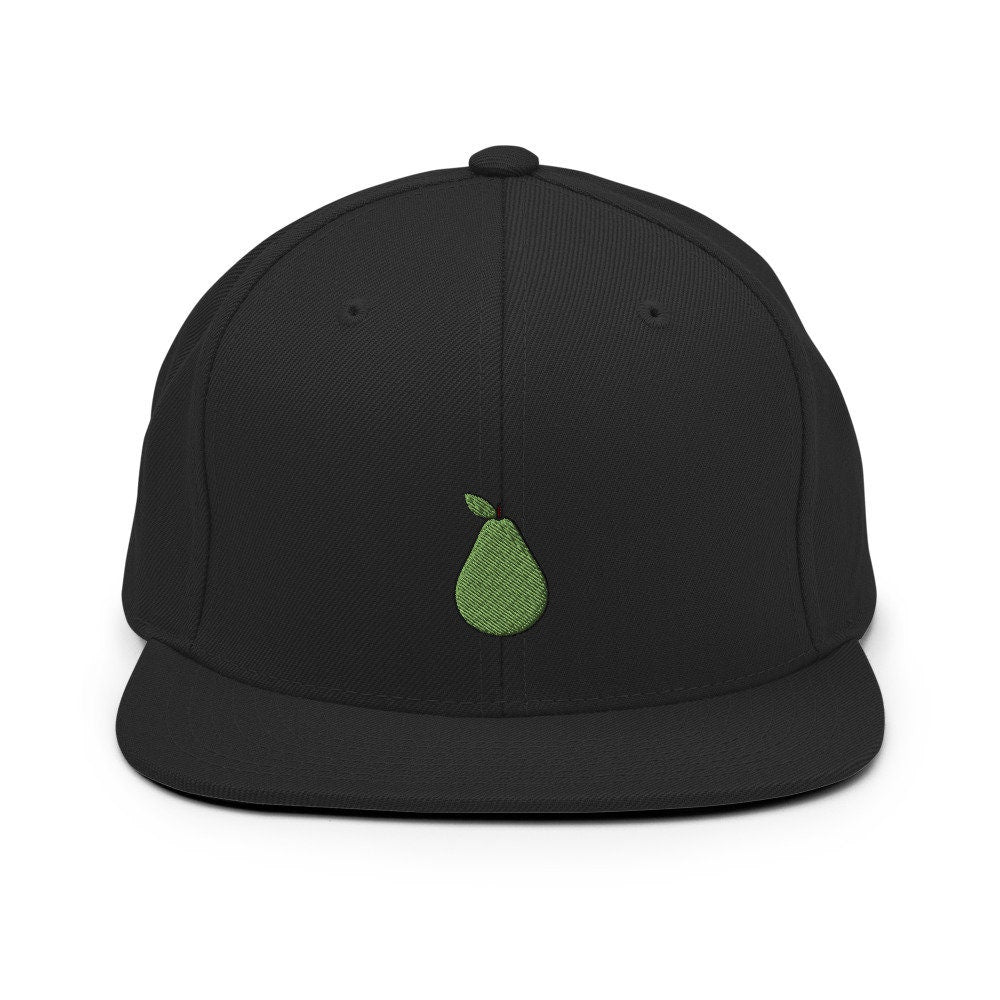 Pear Fruit Embroidered Snapback Hat, Cap Gift, Embroidered Snapback Hat, Flat Bill Snapback