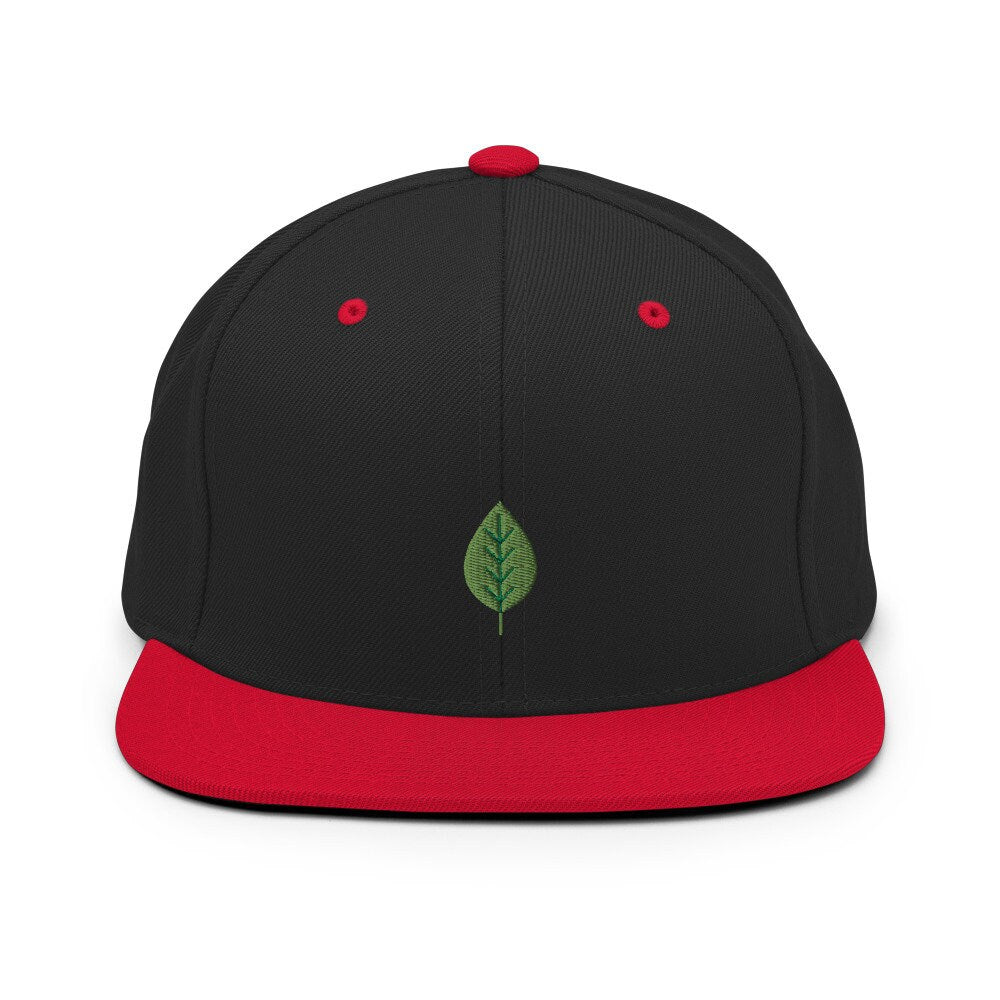 Leaf Embroidered Snapback Hat, Cap Gift, Embroidered Snapback Hat, Flat Bill Snapback