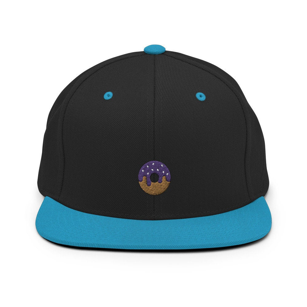 Sprinkled Donut Embroidered Snapback Hat, Cap Gift, Embroidered Snapback Hat, Flat Bill Snapback