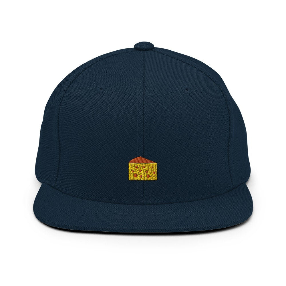 Slice of Cheese Embroidered Snapback Hat, Cap Gift, Embroidered Snapback Hat, Flat Bill Snapback