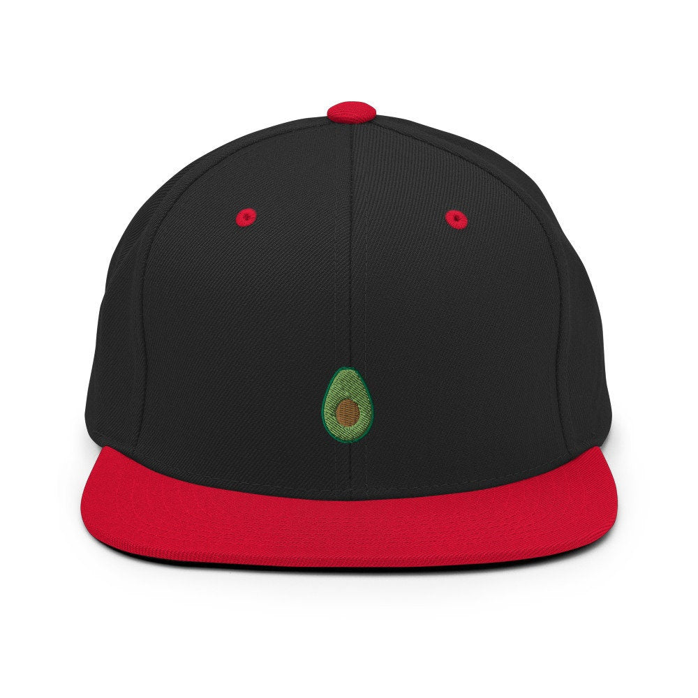 Avocado Embroidered Snapback Hat, Cap Gift, Embroidered Snapback Hat, Flat Bill Snapback