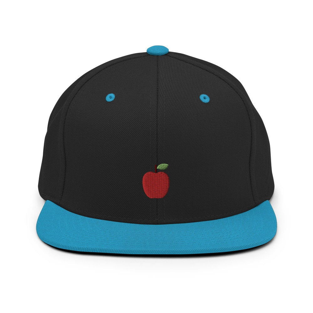 Apple Fruit Embroidered Snapback Hat, Cap Gift, Embroidered Snapback Hat, Flat Bill Snapback