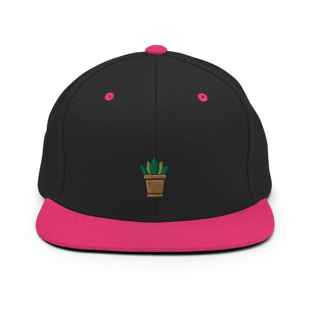 Succulent Plant Embroidered Snapback Hat, Cap Gift, Embroidered Snapback Hat, Flat Bill Snapback