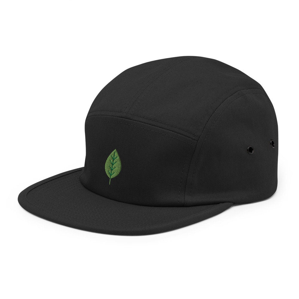Leaf Embroidered Five Panel Cap, Hat Gift