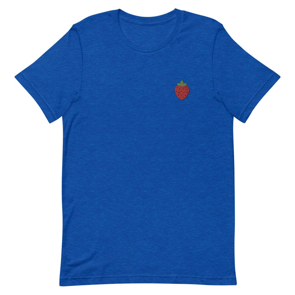 Strawberry Embroidered Men's T-Shirt Gift for Boyfriend, Men's Short Sleeve Shirt - Multiple Colors