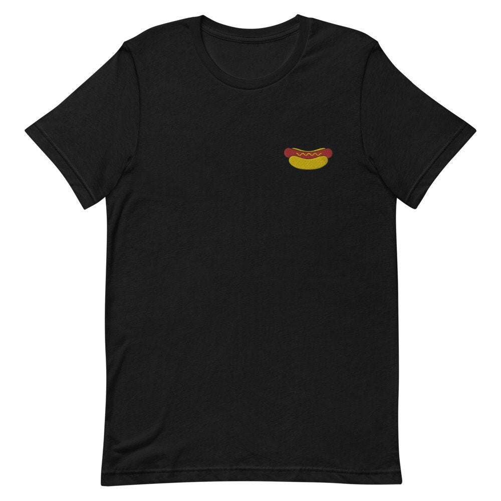 Hot Dog Embroidered Men's T-Shirt Gift for Boyfriend, Men's Short Sleeve Shirt - Multiple Colors