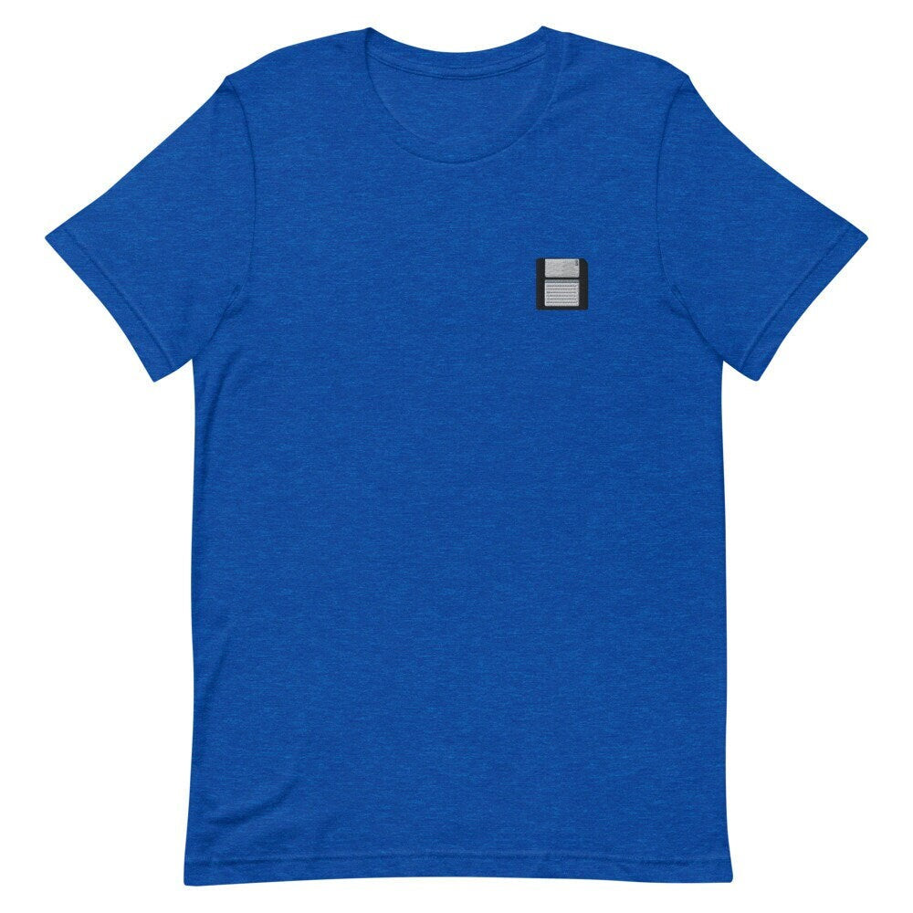 Floppy Disk Embroidered Men's T-Shirt Gift for Boyfriend, Men's Short Sleeve Shirt - Multiple Colors