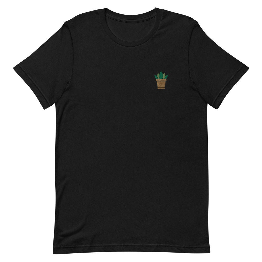 Succulent Plant Embroidered Men's T-Shirt Gift for Boyfriend, Men's Short Sleeve Shirt - Multiple Colors