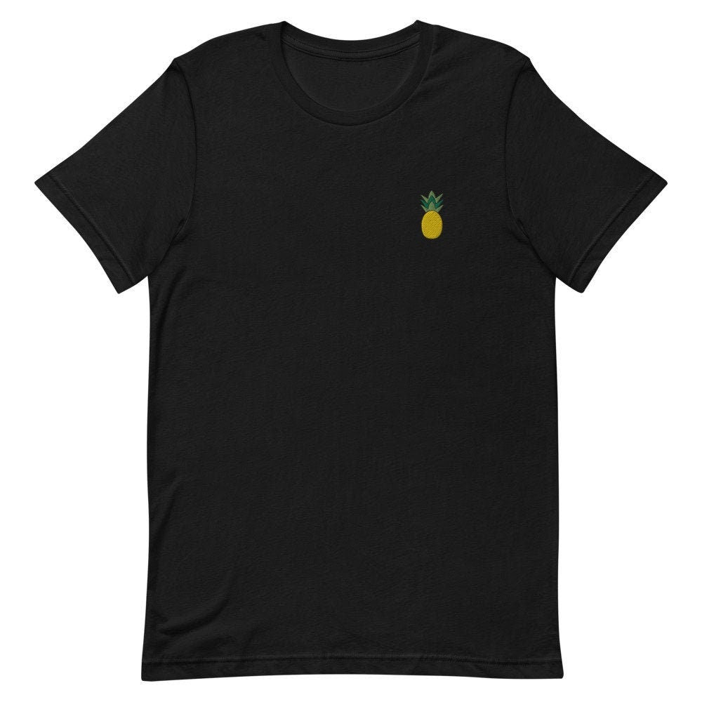 Pineapple Fruit Embroidered Men's T-Shirt Gift for Boyfriend, Men's Short Sleeve Shirt - Multiple Colors