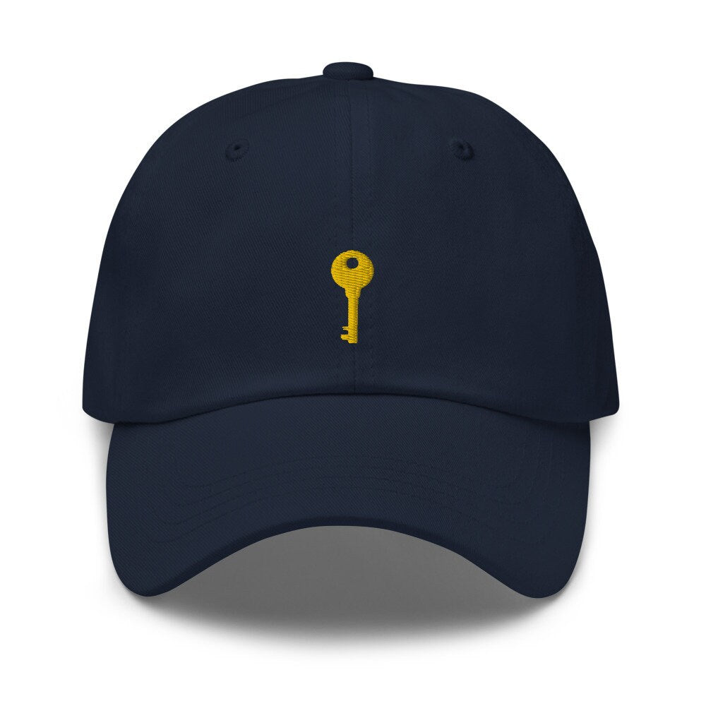 Brass Key Embroidered Dad Hat