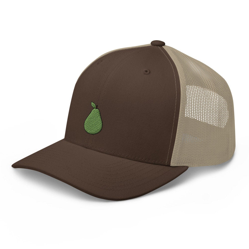 Pear Fruit Embroidered Trucker Hat, Mesh Cap Gift