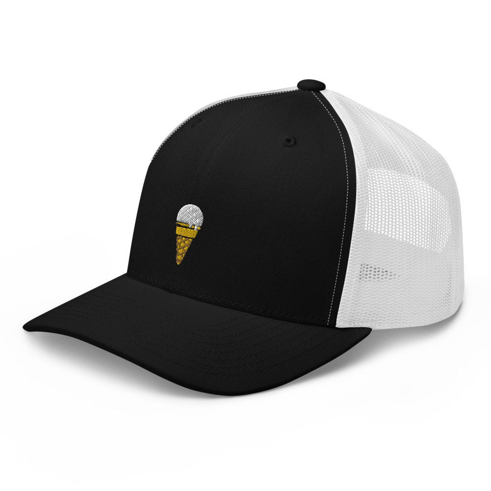 Vanilla Ice Cream Cone Embroidered Trucker Hat, Mesh Cap Gift