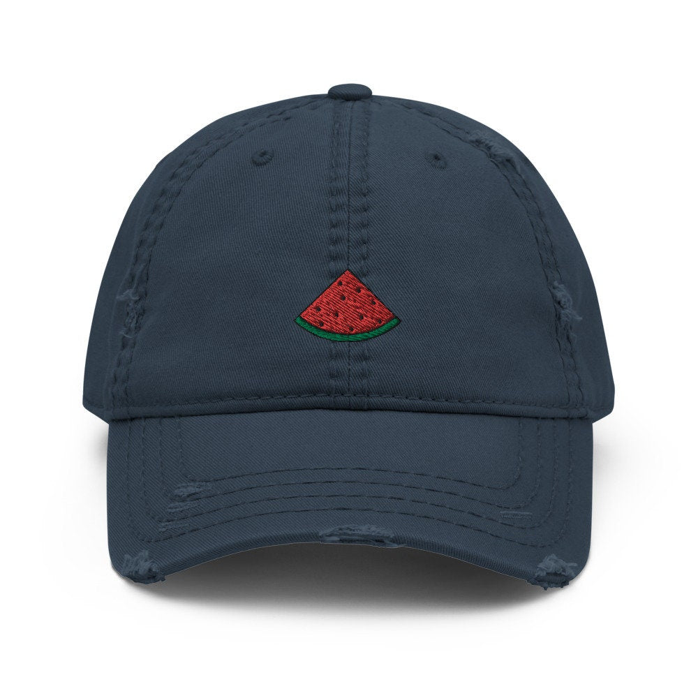 Watermelon Embroidered Distressed Embroidered Dad Hat, Frayed Cap Gift