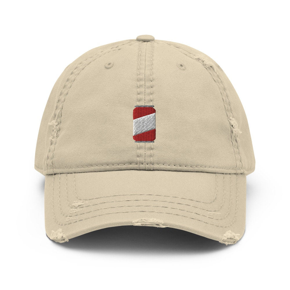 Classic Soda Can Embroidered Distressed Embroidered Dad Hat, Frayed Cap Gift