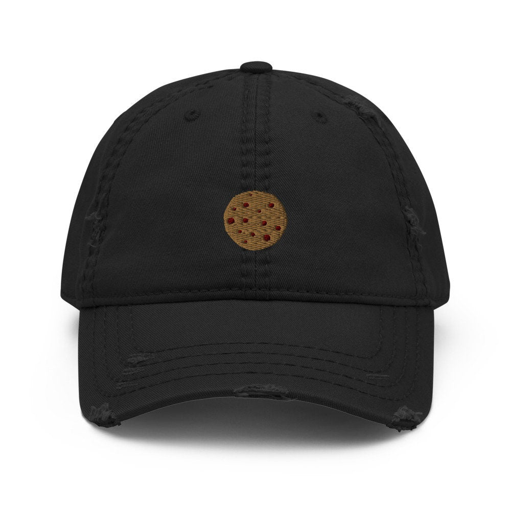 Chocolate Chip Cookie Embroidered Distressed Embroidered Dad Hat, Frayed Cap Gift