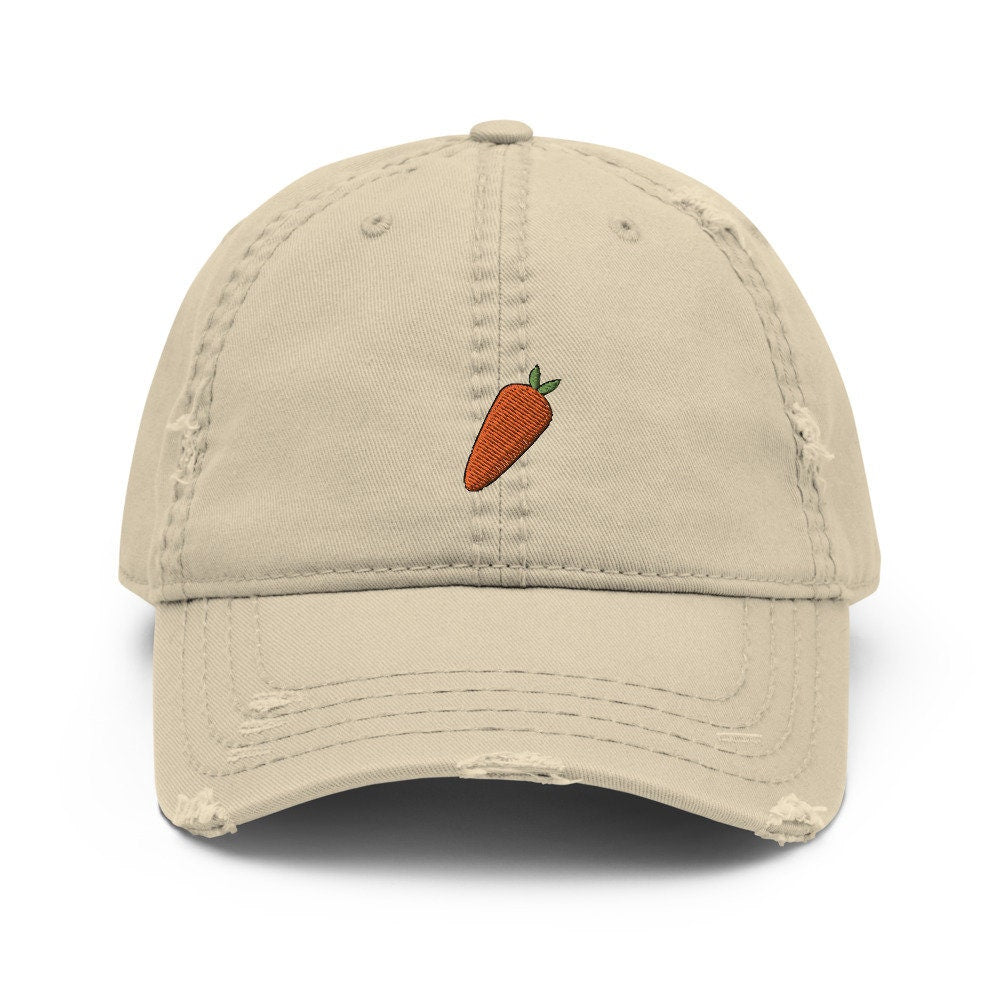 Carrot Embroidered Distressed Embroidered Dad Hat, Frayed Cap Gift