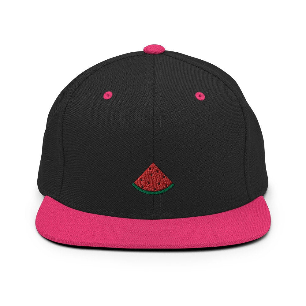 Watermelon Embroidered Snapback Hat, Cap Gift, Embroidered Snapback Hat, Flat Bill Snapback