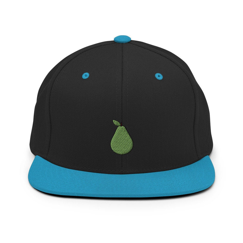 Pear Fruit Embroidered Snapback Hat, Cap Gift, Embroidered Snapback Hat, Flat Bill Snapback