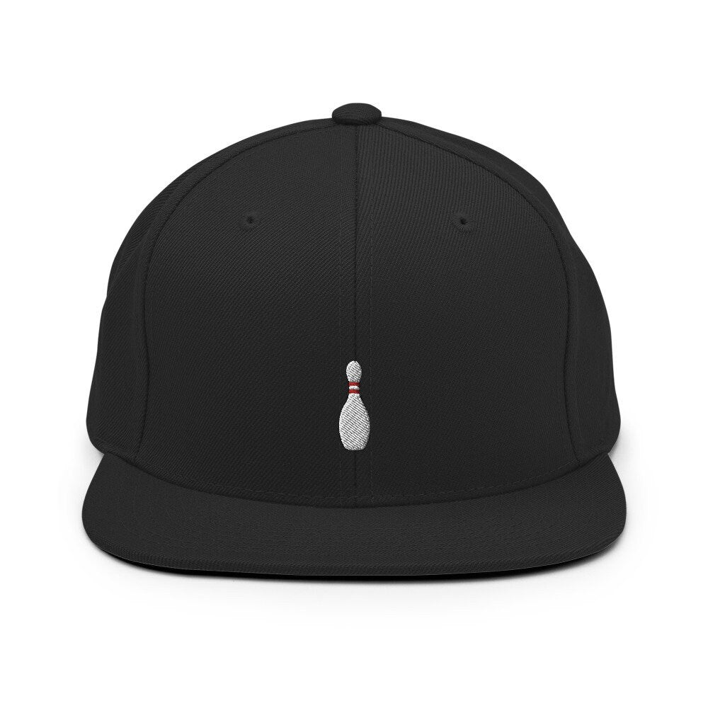 Bowling Pin Embroidered Snapback Hat, Cap Gift, Embroidered Snapback Hat, Flat Bill Snapback