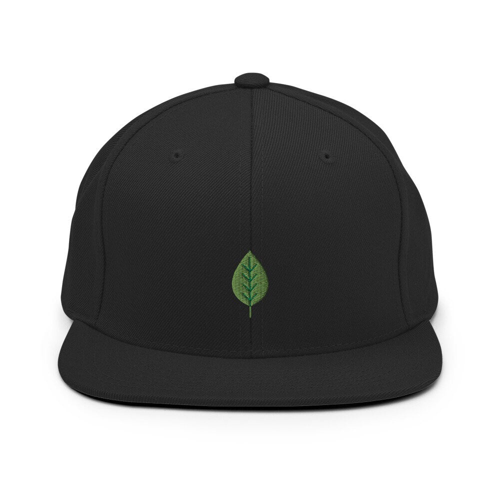 Leaf Embroidered Snapback Hat, Cap Gift, Embroidered Snapback Hat, Flat Bill Snapback