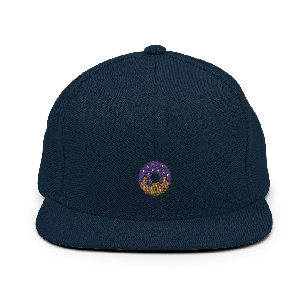 Sprinkled Donut Embroidered Snapback Hat, Cap Gift, Embroidered Snapback Hat, Flat Bill Snapback
