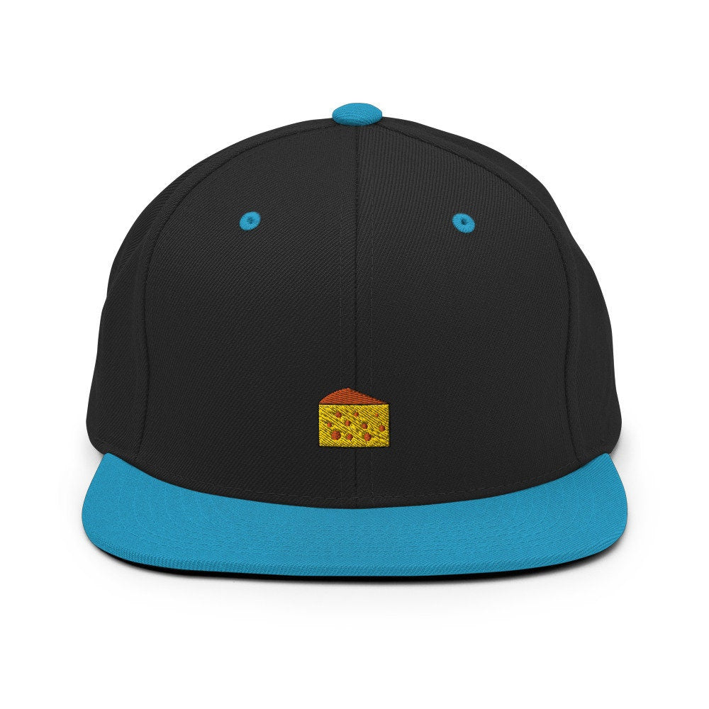 Slice of Cheese Embroidered Snapback Hat, Cap Gift, Embroidered Snapback Hat, Flat Bill Snapback