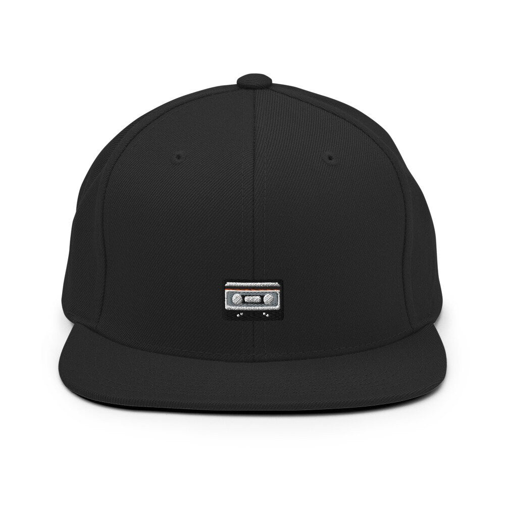 Cassette Tape Embroidered Snapback Hat, Cap Gift, Embroidered Snapback Hat, Flat Bill Snapback