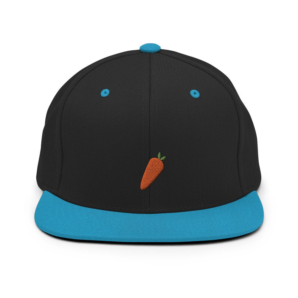 Carrot Embroidered Snapback Hat, Cap Gift, Embroidered Snapback Hat, Flat Bill Snapback