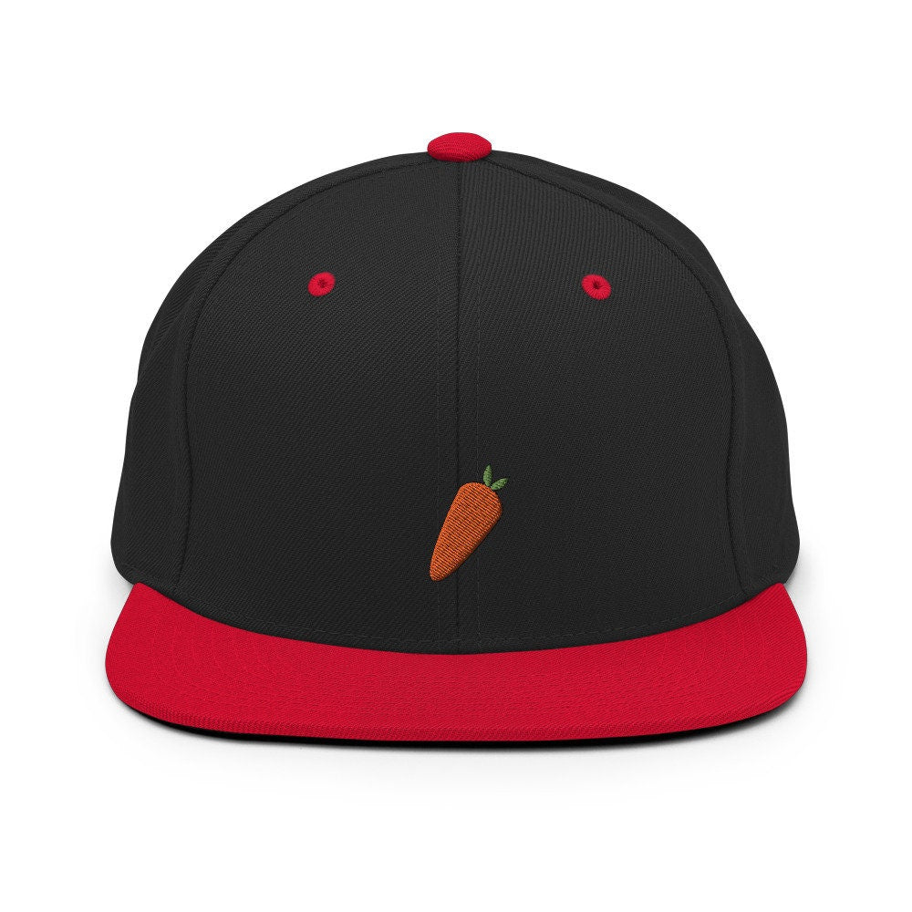 Carrot Embroidered Snapback Hat, Cap Gift, Embroidered Snapback Hat, Flat Bill Snapback