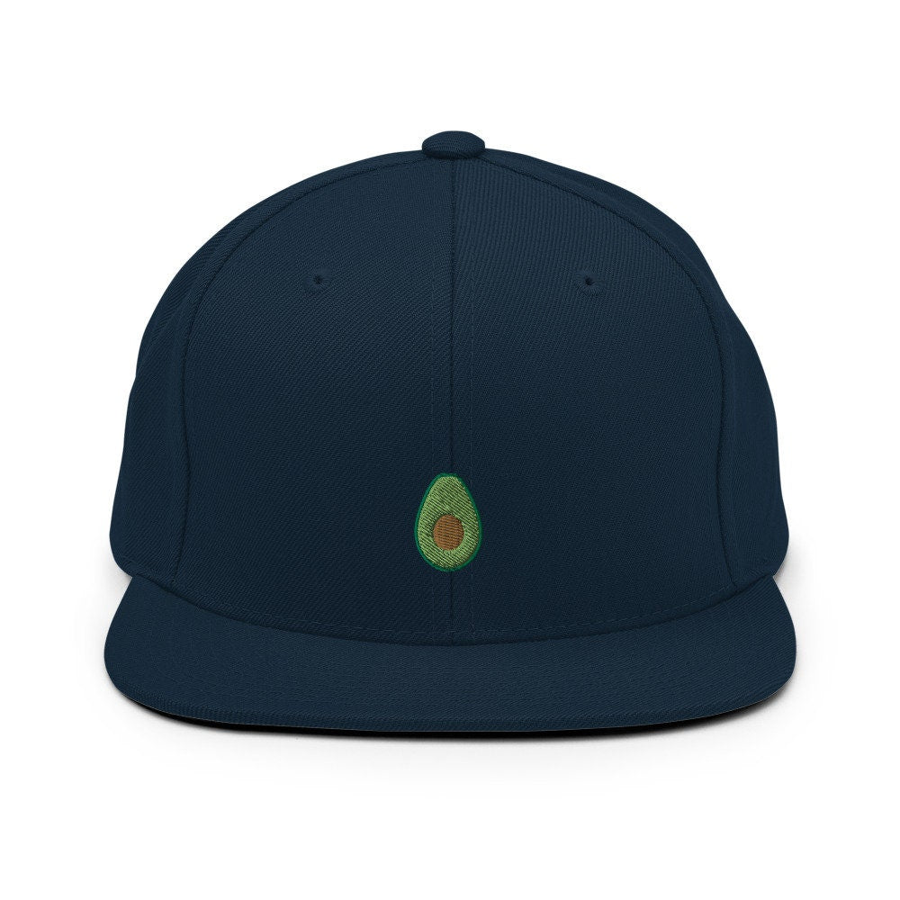 Avocado Embroidered Snapback Hat, Cap Gift, Embroidered Snapback Hat, Flat Bill Snapback