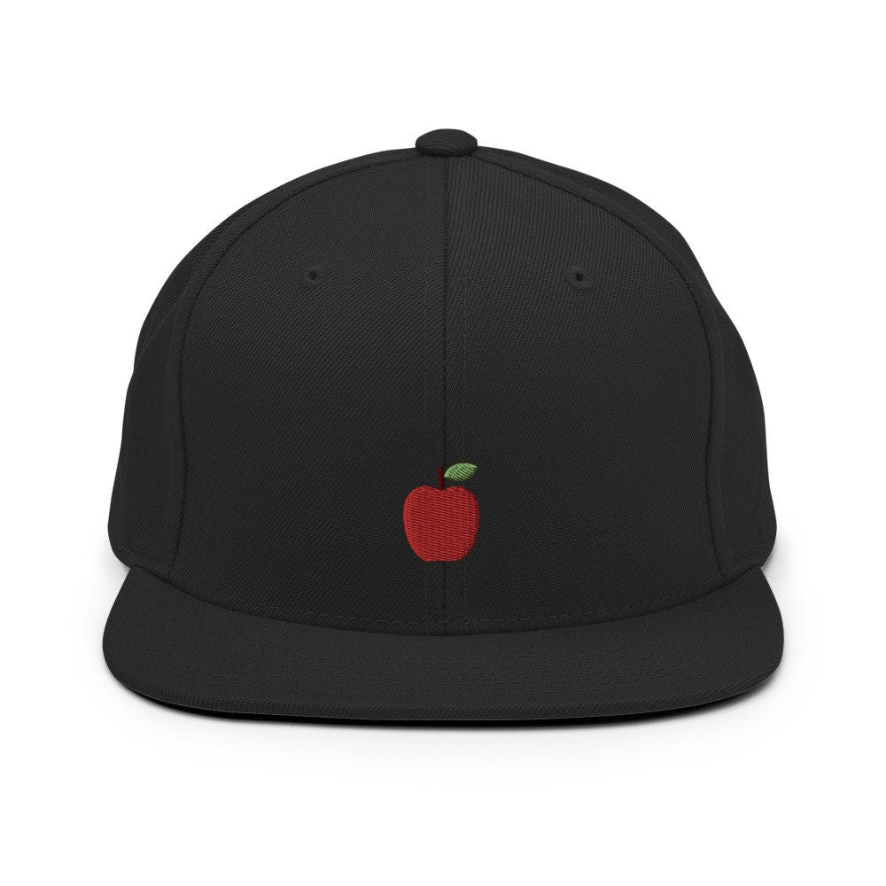 Apple Fruit Embroidered Snapback Hat, Cap Gift, Embroidered Snapback Hat, Flat Bill Snapback