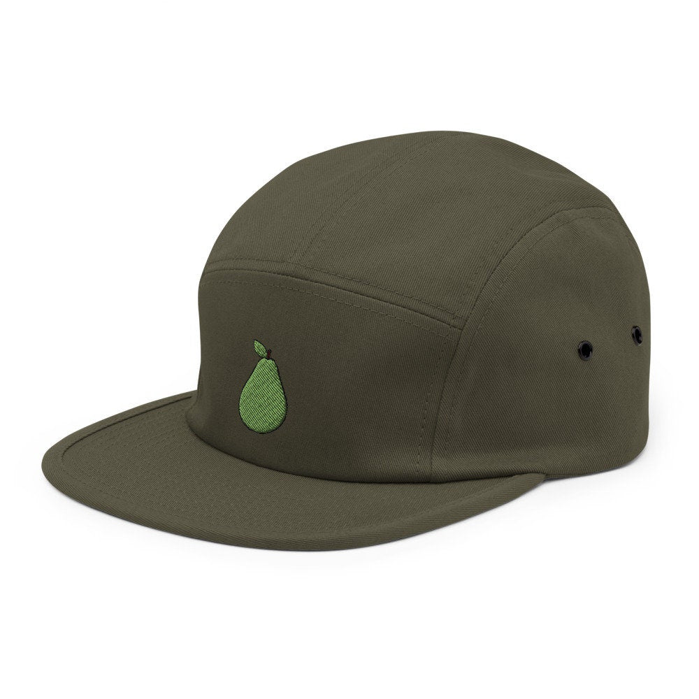 Pear Fruit Embroidered Five Panel Cap, Hat Gift