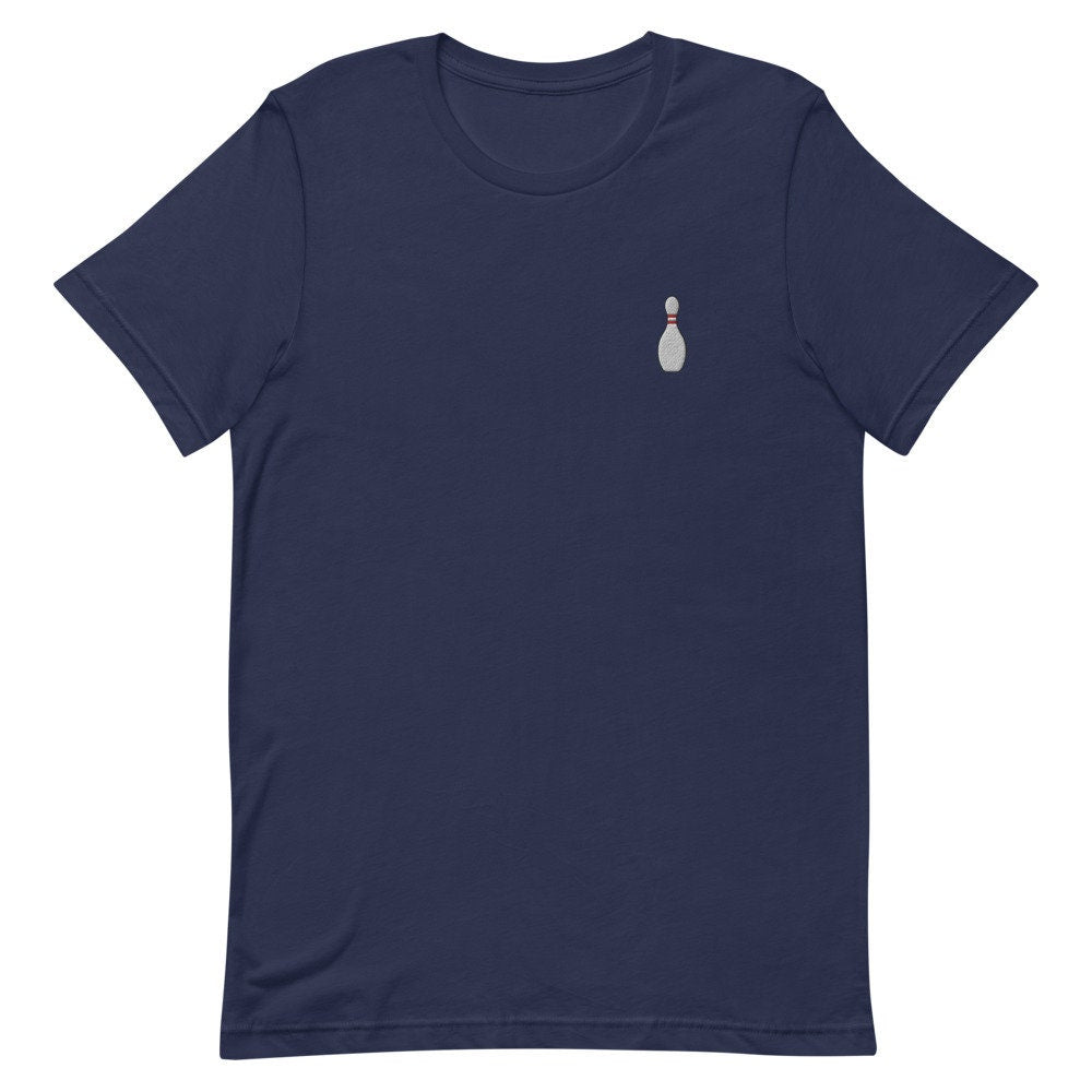 Bowling Pin Embroidered Men's T-Shirt Gift for Boyfriend, Men's Short Sleeve Shirt - Multiple Colors