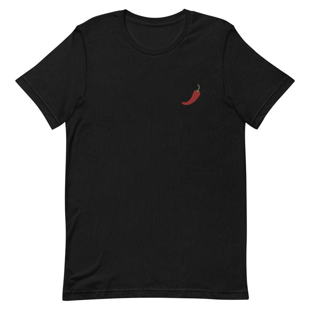 Red Chili Pepper Embroidered Men's T-Shirt Gift for Boyfriend, Men's Short Sleeve Shirt - Multiple Colors