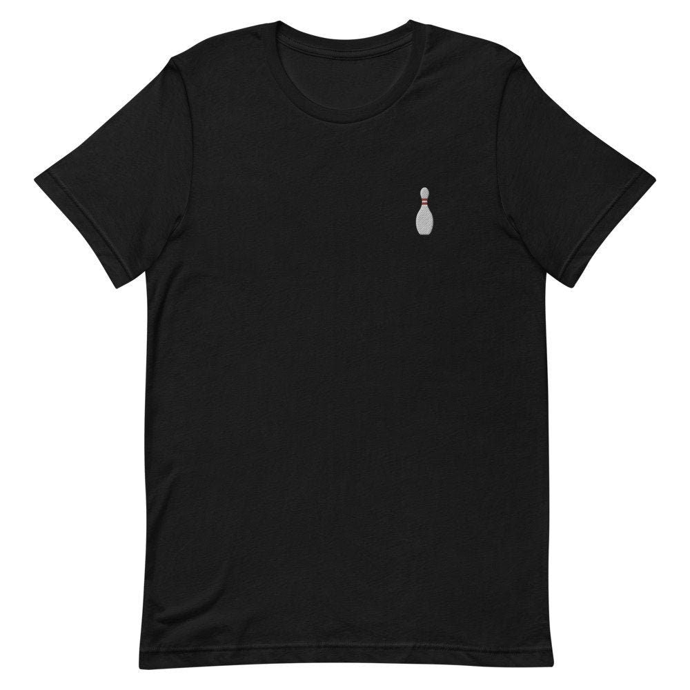 Bowling Pin Embroidered Men's T-Shirt Gift for Boyfriend, Men's Short Sleeve Shirt - Multiple Colors